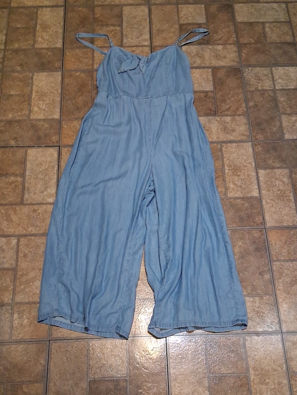 Old Navy Denim-Look Light Blue Wide-Leg Jumpsuit S